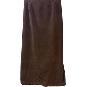 Women Vintage Brown Long Maxi Corduroy Skirt